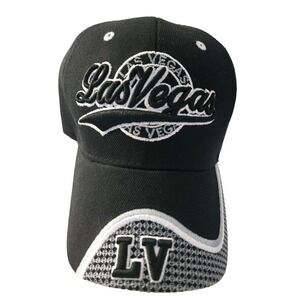 Chelona Las Vegas LV Embroidered Black Baseball Cap Hat NWT Hook and Loop Strap